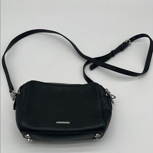 Rebecca Minkoff Black Leather Double Zip Leather Crossbody Bag BLEMISH